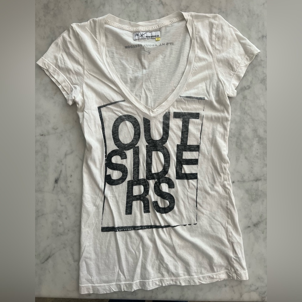 White Graphic Tee with Black Print